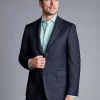 Clearance Charles Tyrwhitt Ultimate Performance Check Suit Jacket - Navy