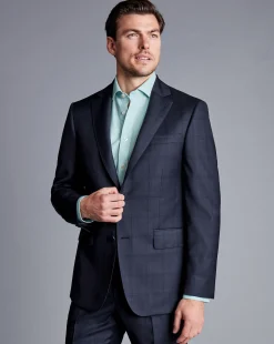 Clearance Charles Tyrwhitt Ultimate Performance Check Suit Jacket - Navy