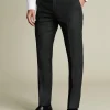 Outlet Charles Tyrwhitt Ultimate Performance End-on-End Suit Pants - Charcoal Grey