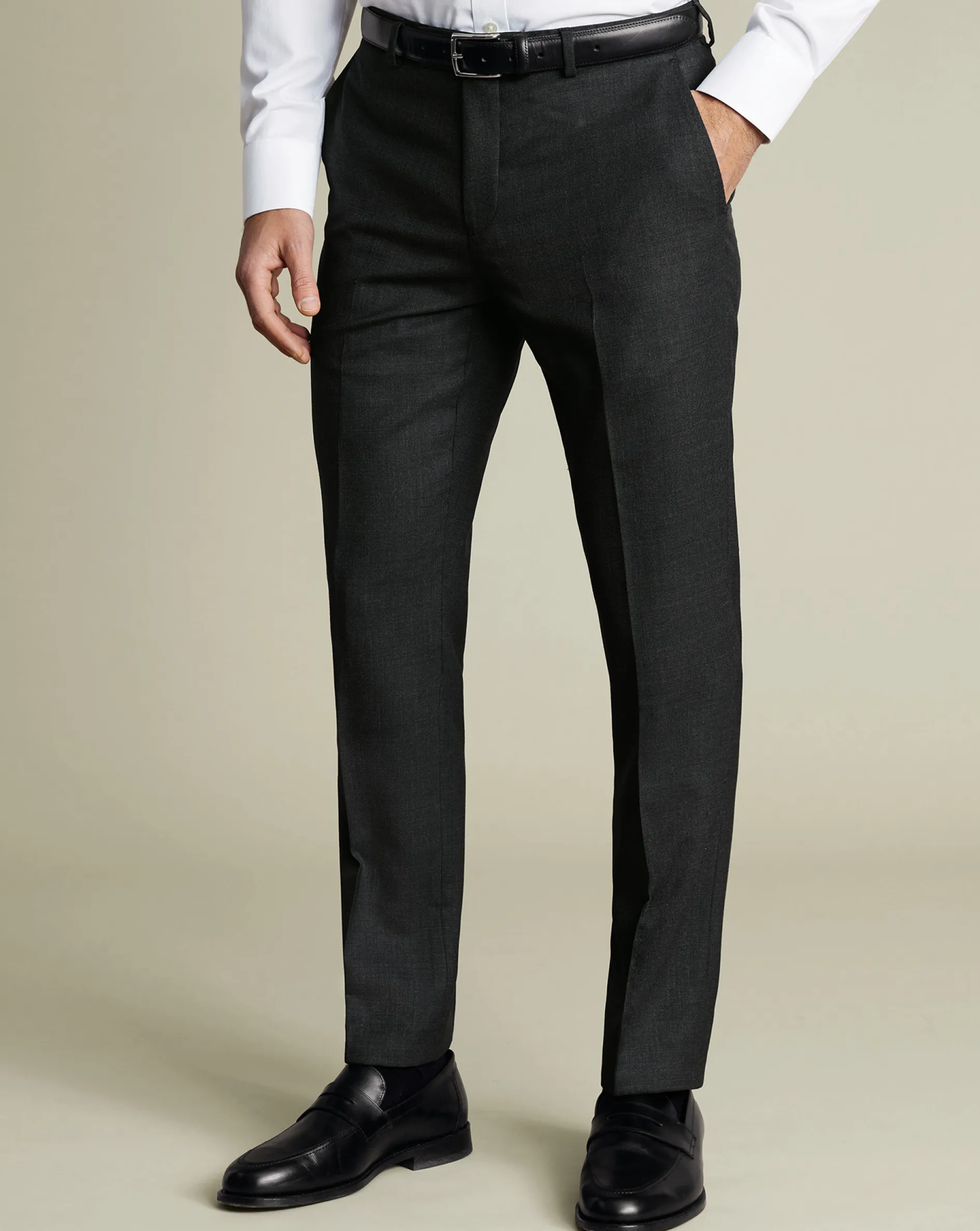 Outlet Charles Tyrwhitt Ultimate Performance End-on-End Suit Pants - Charcoal Grey