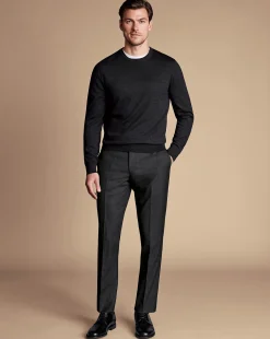 Outlet Charles Tyrwhitt Ultimate Performance End-on-End Suit Pants - Charcoal Grey