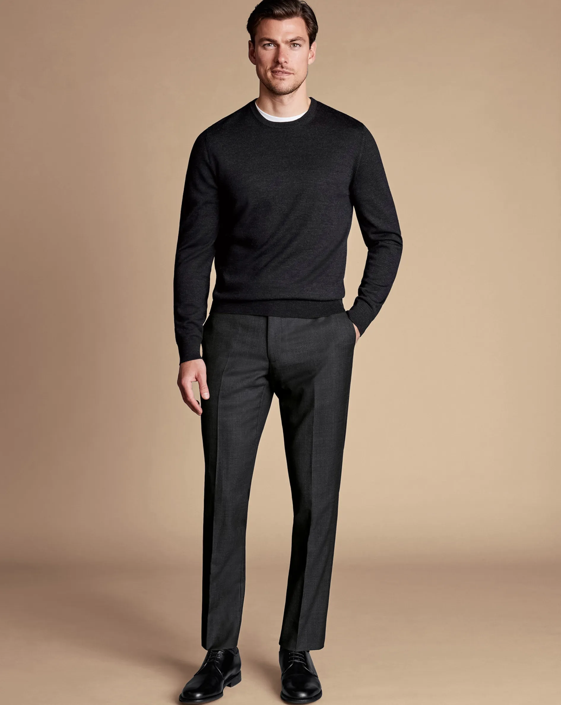 Outlet Charles Tyrwhitt Ultimate Performance End-on-End Suit Pants - Charcoal Grey