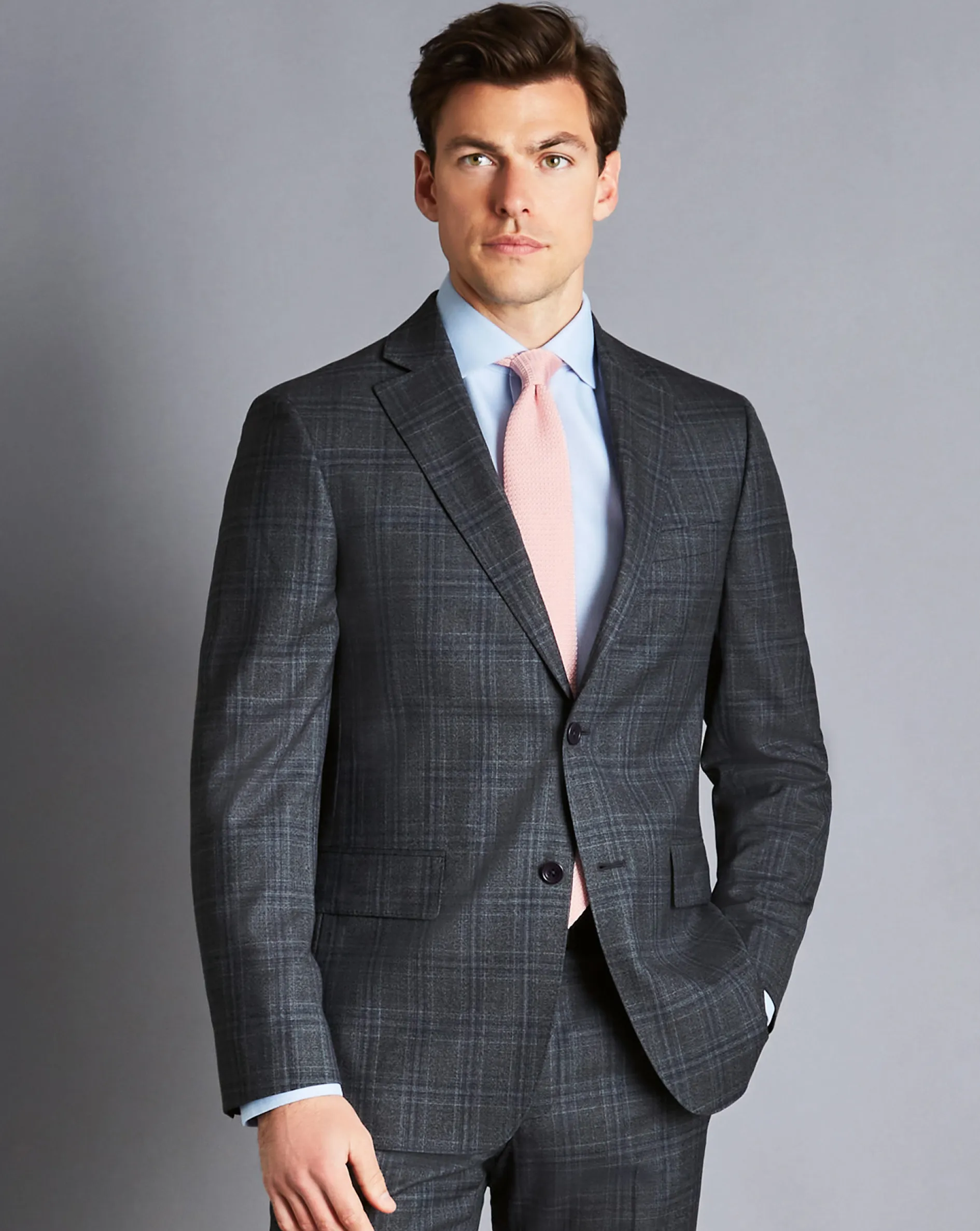 Cheap Charles Tyrwhitt Ultimate Performance Prince of Wales Check Suit Jacket - Steel Blue