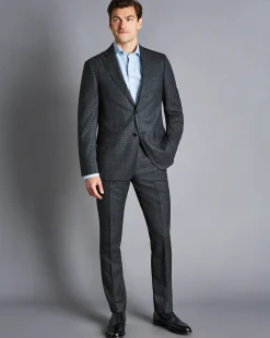 Cheap Charles Tyrwhitt Ultimate Performance Prince of Wales Check Suit Jacket - Steel Blue