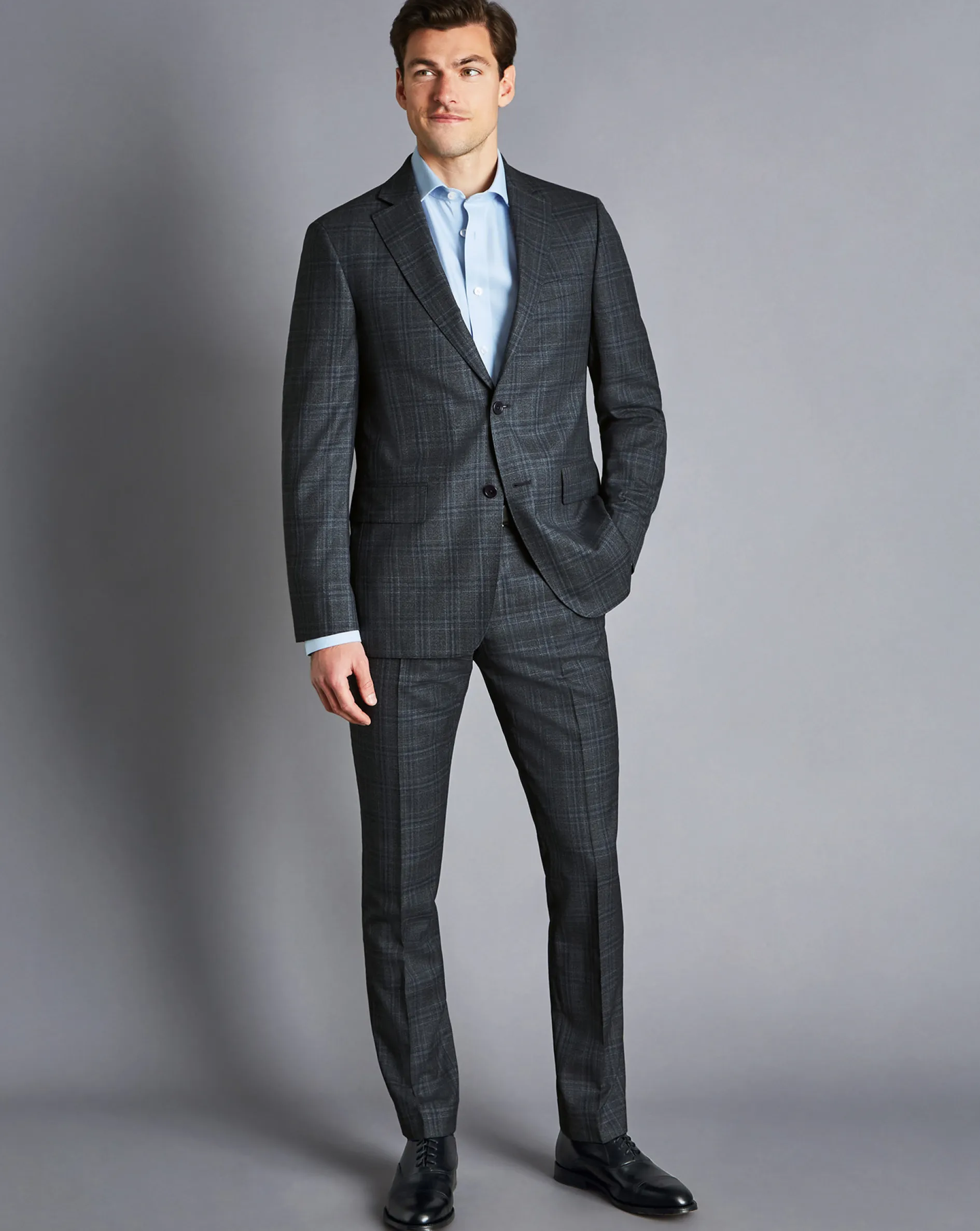Cheap Charles Tyrwhitt Ultimate Performance Prince of Wales Check Suit Jacket - Steel Blue