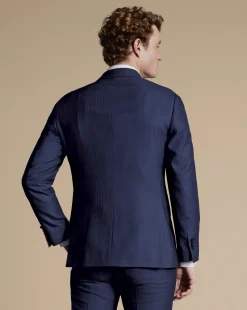 Shop Charles Tyrwhitt Ultimate Performance Stripe Suit Jacket - French Blue