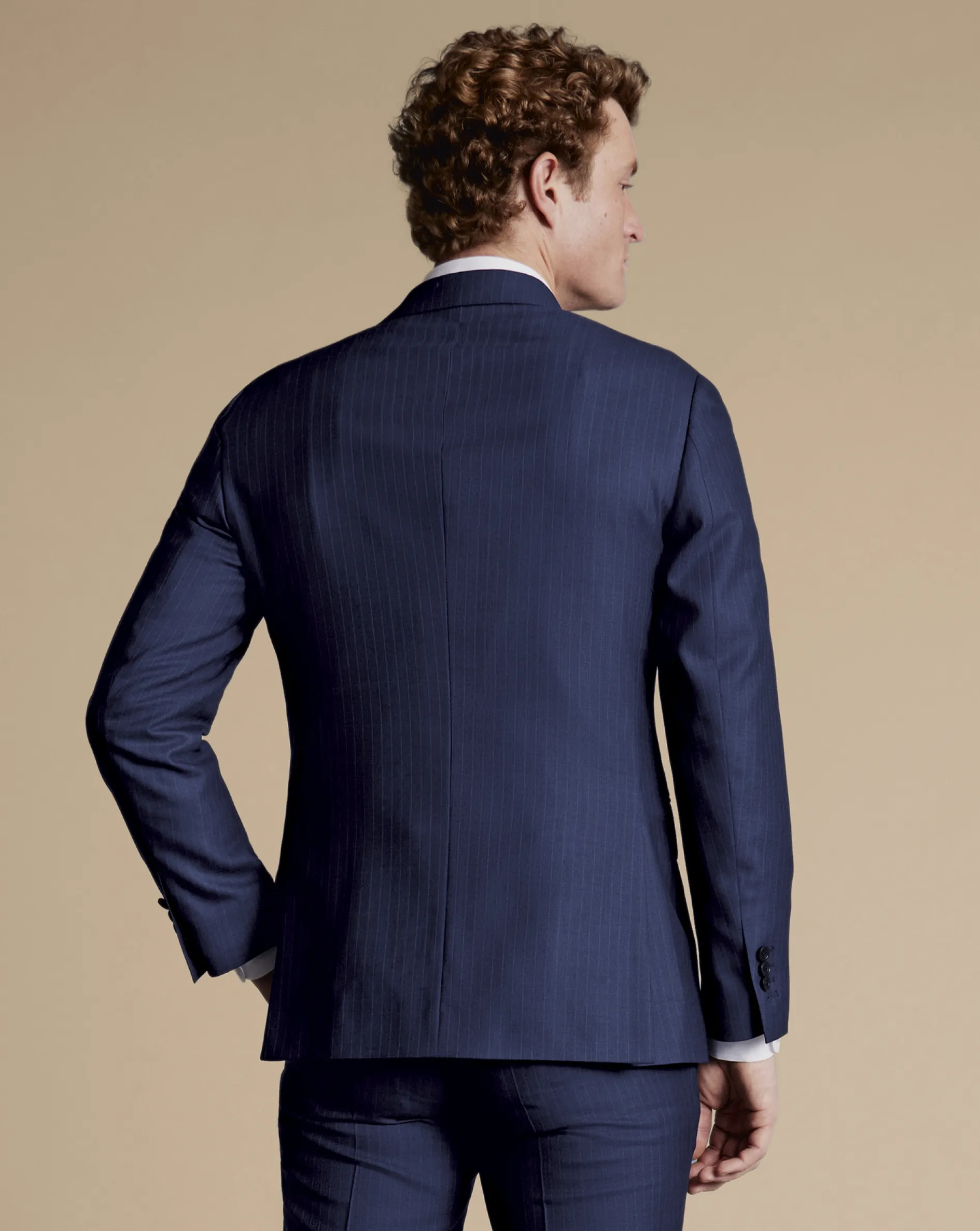 Shop Charles Tyrwhitt Ultimate Performance Stripe Suit Jacket - French Blue
