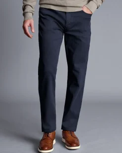 Best Sale Charles Tyrwhitt Washed Texture 5 Pocket Pants - Navy