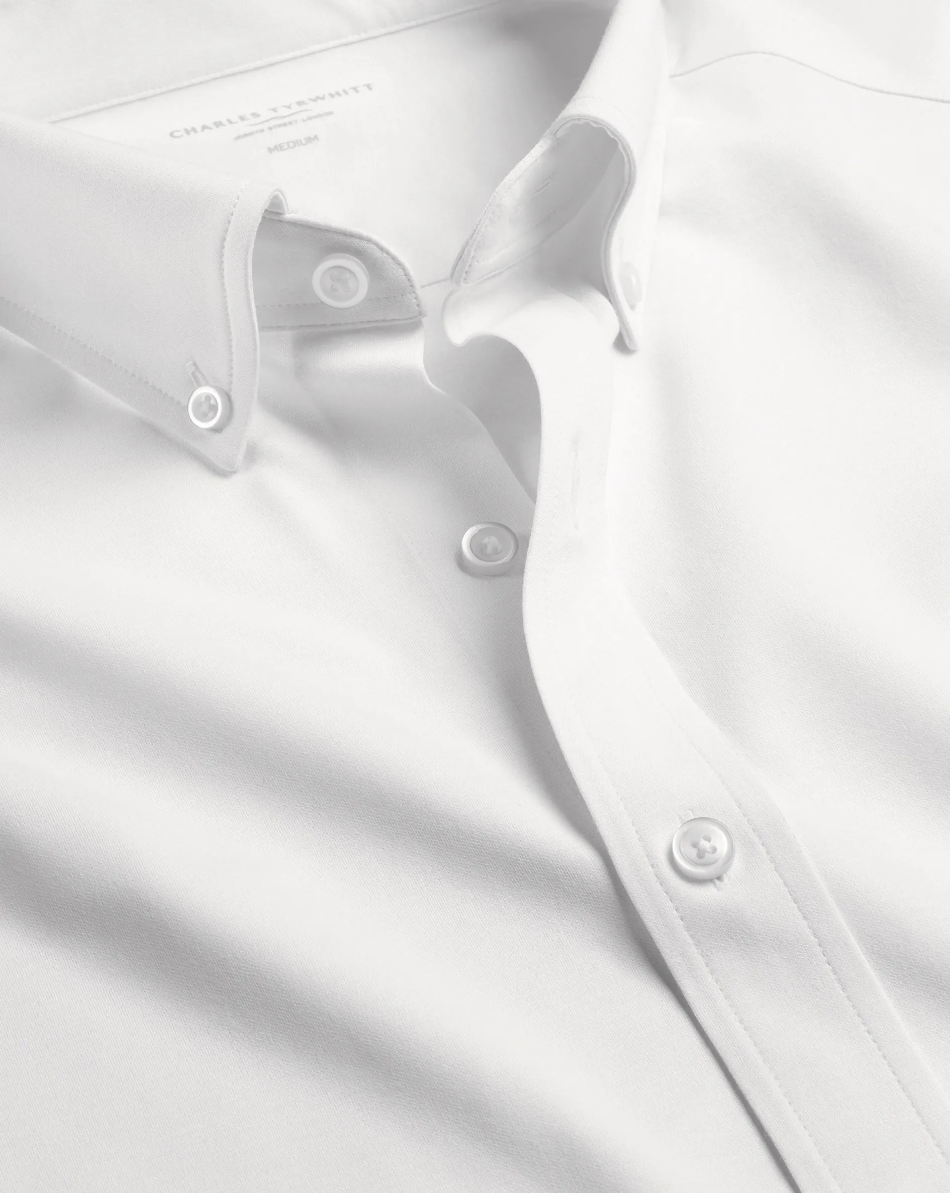 Clearance Charles Tyrwhitt 4-Way Stretch Jersey Shirt - White