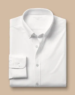 Clearance Charles Tyrwhitt 4-Way Stretch Jersey Shirt - White