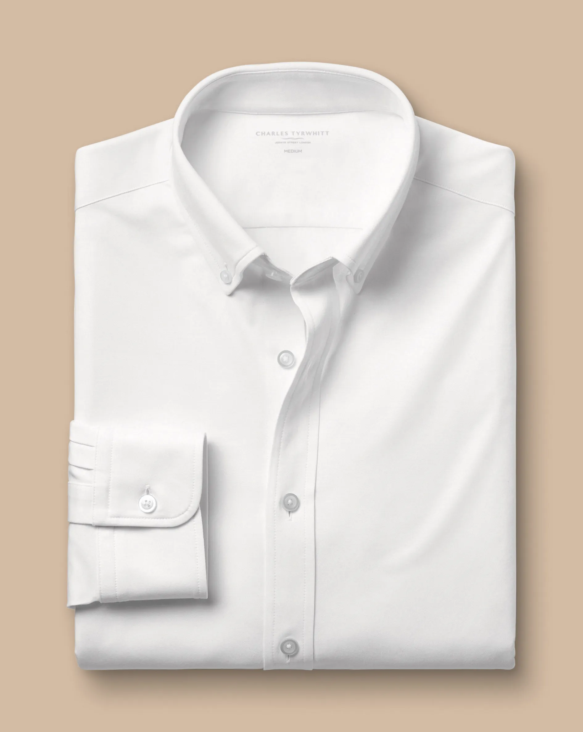Clearance Charles Tyrwhitt 4-Way Stretch Jersey Shirt - White