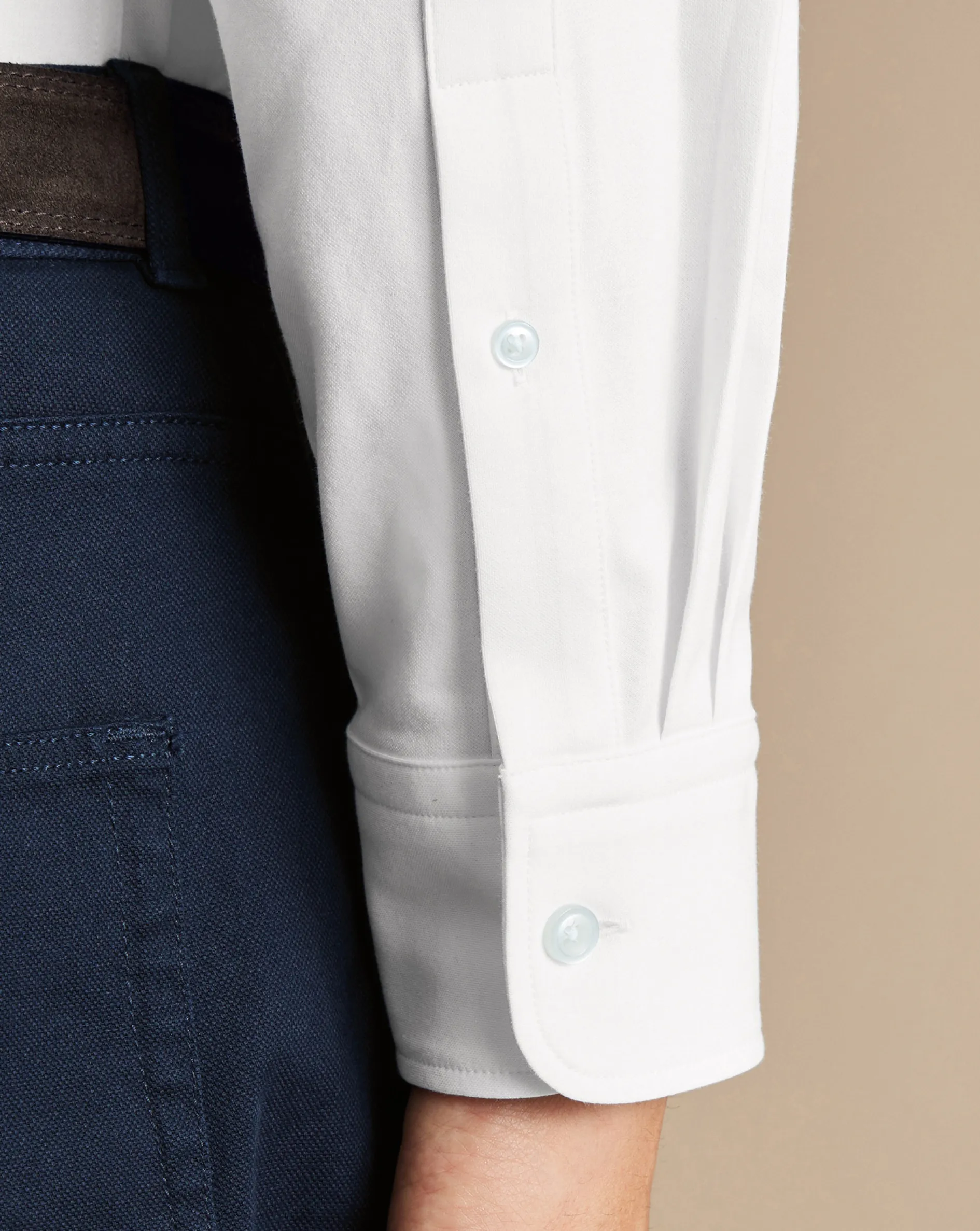 Clearance Charles Tyrwhitt 4-Way Stretch Jersey Shirt - White