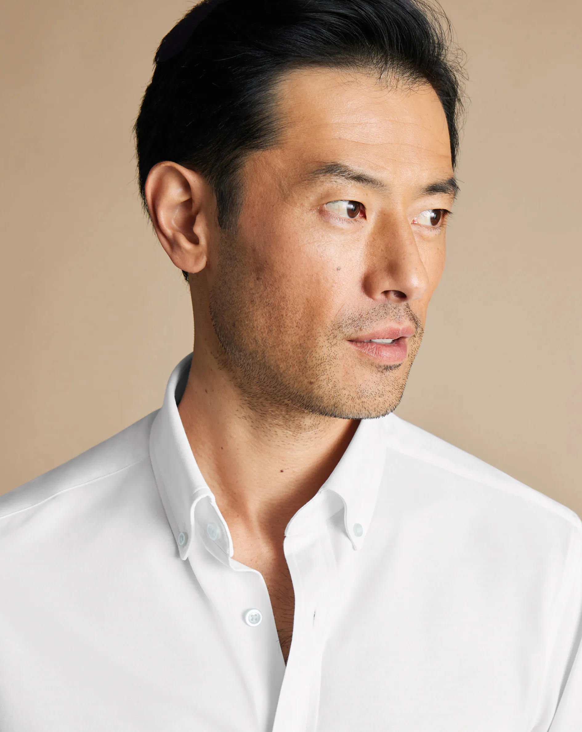 Clearance Charles Tyrwhitt 4-Way Stretch Jersey Shirt - White