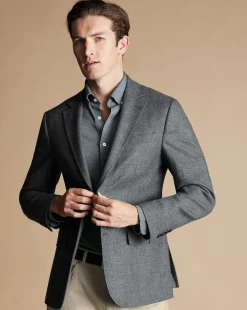 New Charles Tyrwhitt 4-Way Stretch Jersey Shirt - Flint Grey