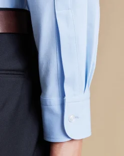 Discount Charles Tyrwhitt 4-Way Stretch Jersey Shirt - Blue Sky