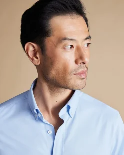 Discount Charles Tyrwhitt 4-Way Stretch Jersey Shirt - Blue Sky