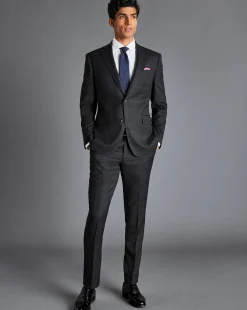 Sale Charles Tyrwhitt Windowpane Check Birdseye Travel Suit Jacket - Grey Charcoal