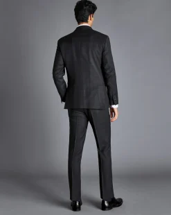 Sale Charles Tyrwhitt Windowpane Check Birdseye Travel Suit Jacket - Grey Charcoal