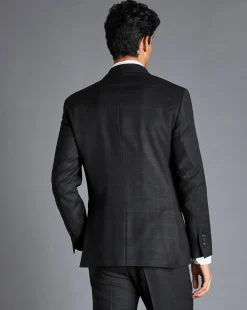 Sale Charles Tyrwhitt Windowpane Check Birdseye Travel Suit Jacket - Grey Charcoal