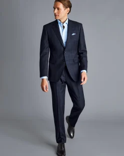 Online Charles Tyrwhitt Windowpane Check Birdseye Travel Suit Jacket - Navy