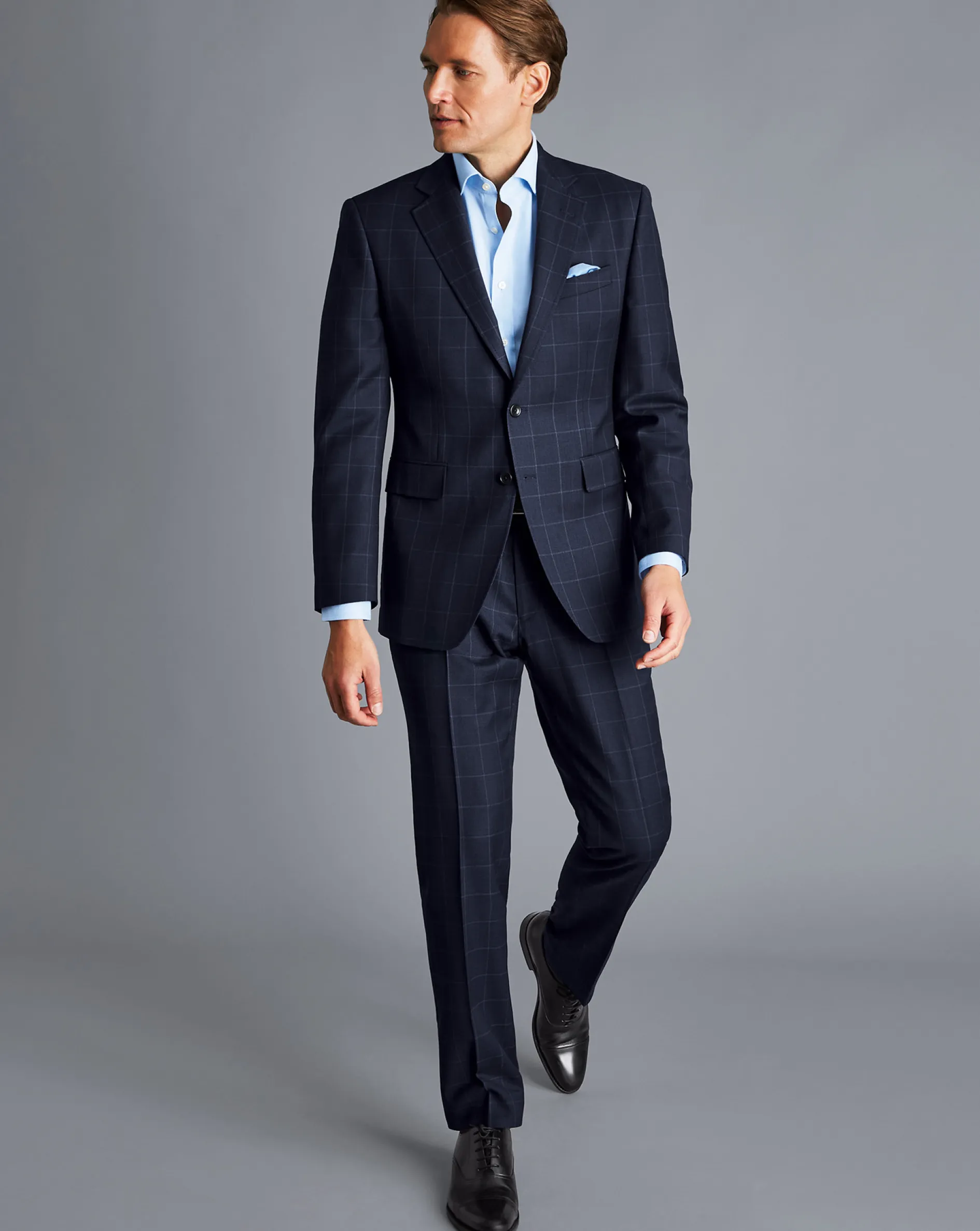 Online Charles Tyrwhitt Windowpane Check Birdseye Travel Suit Jacket - Navy