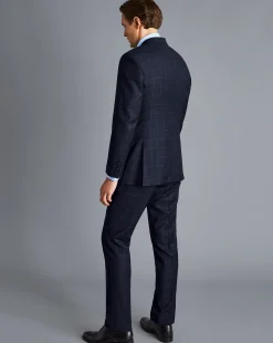 Online Charles Tyrwhitt Windowpane Check Birdseye Travel Suit Jacket - Navy