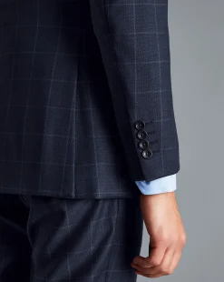 Online Charles Tyrwhitt Windowpane Check Birdseye Travel Suit Jacket - Navy