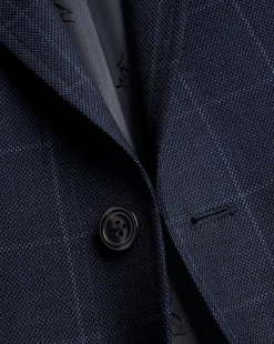 Online Charles Tyrwhitt Windowpane Check Birdseye Travel Suit Jacket - Navy