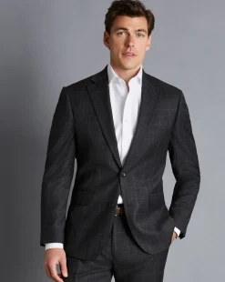 Fashion Charles Tyrwhitt Windowpane Check Suit Jacket - Charcoal Grey