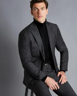 Fashion Charles Tyrwhitt Windowpane Check Suit Jacket - Charcoal Grey