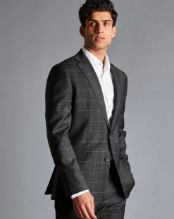 Flash Sale Charles Tyrwhitt Windowpane Check Suit Jacket - Grey