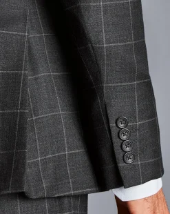 Flash Sale Charles Tyrwhitt Windowpane Check Suit Jacket - Grey