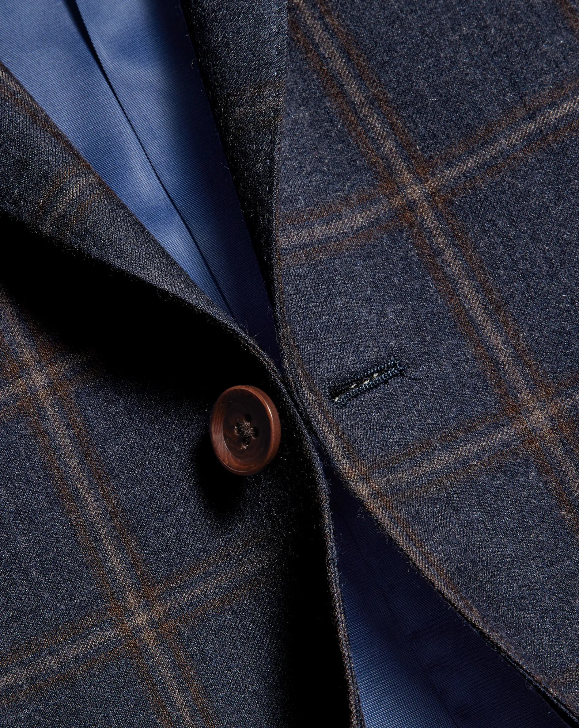 Discount Charles Tyrwhitt Windowpane Check Textured Wool Jacket - Steel Blue
