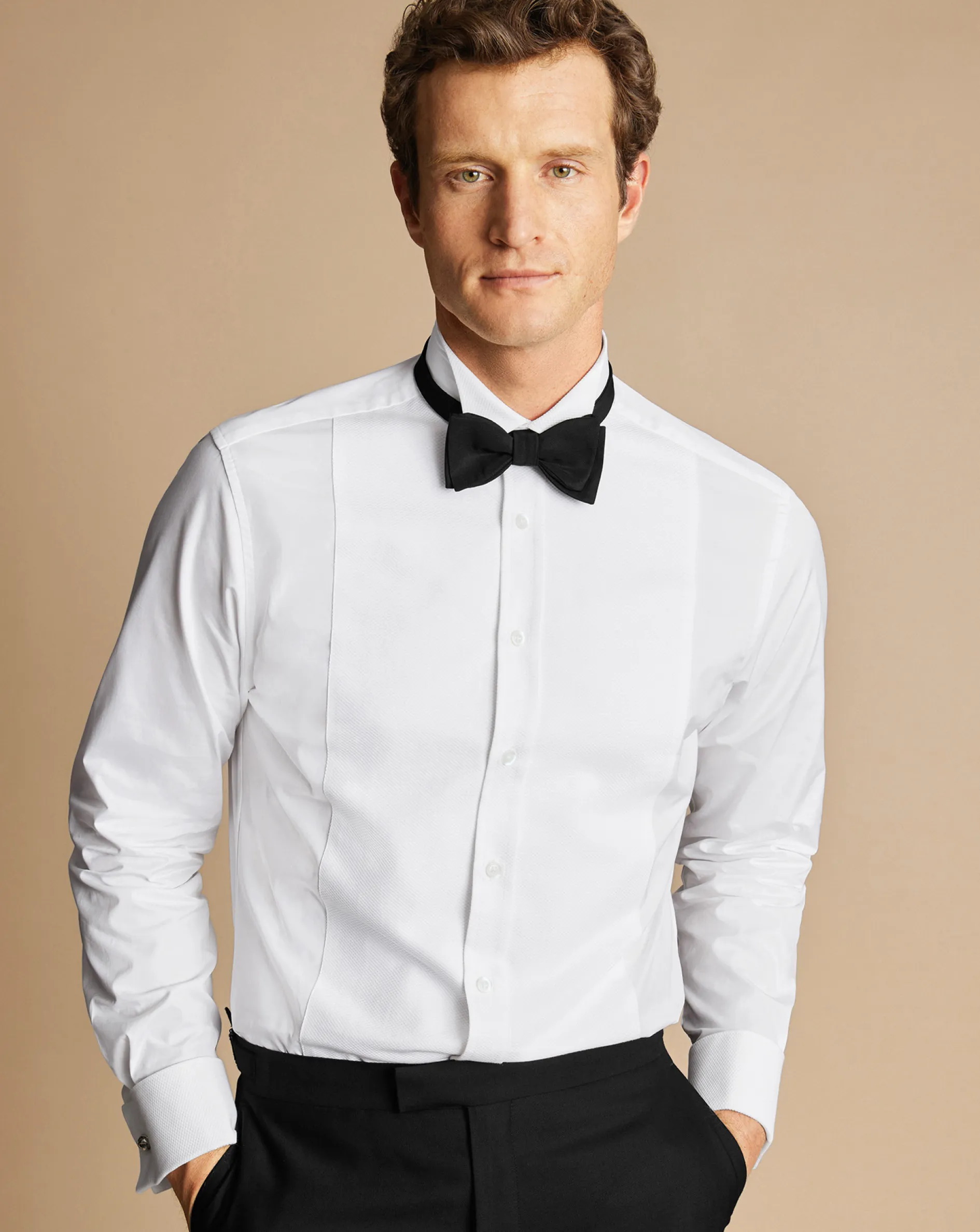 Clearance Charles Tyrwhitt Wing Collar Marcella Bib Tuxedo Shirt - White