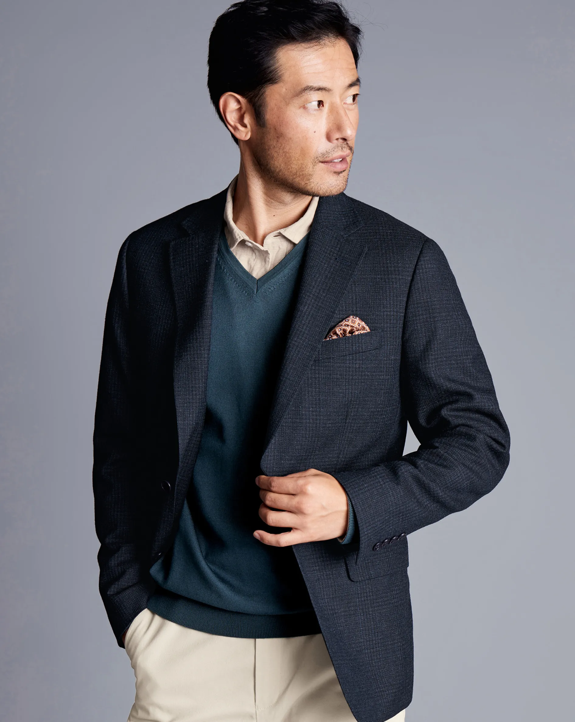 Sale Charles Tyrwhitt Wool Check Jacket - Denim Blue