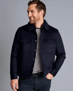 Discount Charles Tyrwhitt Wool Harrington Jacket - Navy