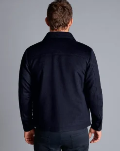 Discount Charles Tyrwhitt Wool Harrington Jacket - Navy
