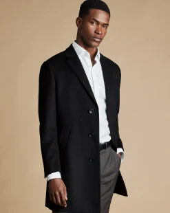 Best Charles Tyrwhitt Wool Overcoat - Black