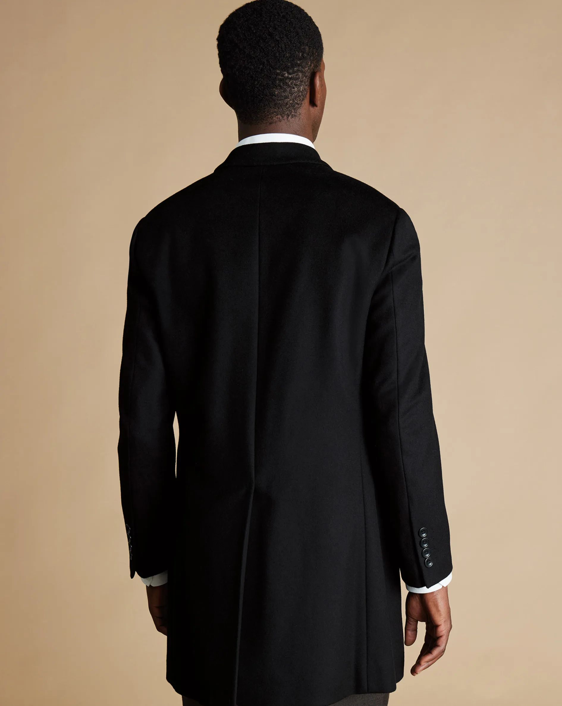 Best Charles Tyrwhitt Wool Overcoat - Black
