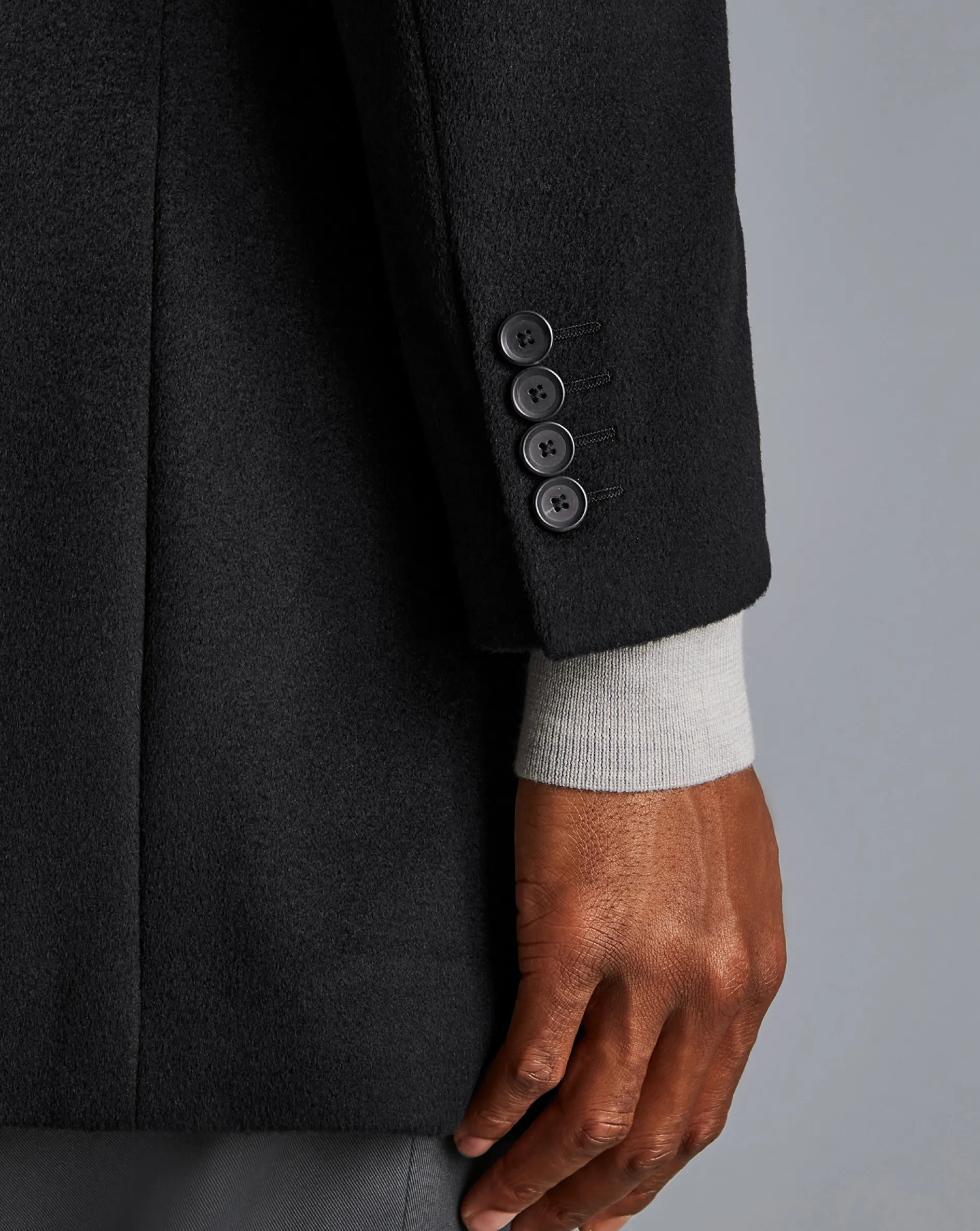 Best Charles Tyrwhitt Wool Overcoat - Black