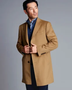 Outlet Charles Tyrwhitt Wool Overcoat - Camel