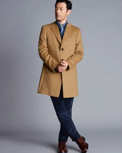 Outlet Charles Tyrwhitt Wool Overcoat - Camel