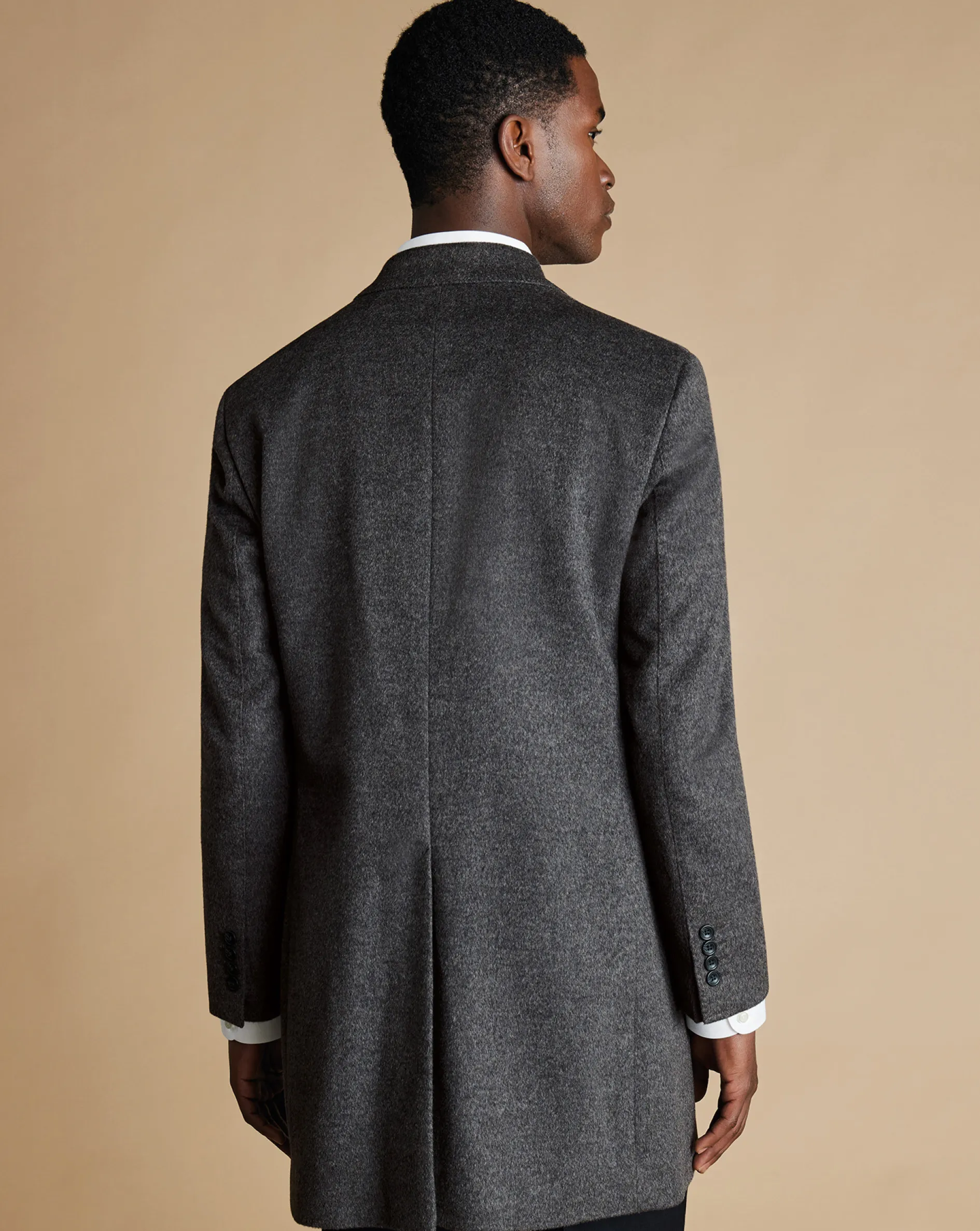 Sale Charles Tyrwhitt Wool Overcoat - Dark Grey