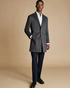 Sale Charles Tyrwhitt Wool Overcoat - Dark Grey