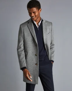 Best Charles Tyrwhitt Wool Overcoat - Grey