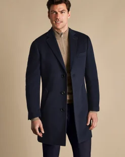New Charles Tyrwhitt Wool Overcoat - Navy