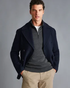 Flash Sale Charles Tyrwhitt Wool Peacoat - Navy