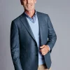 Clearance Charles Tyrwhitt Wool Silk Texture Jacket - Ocean Blue