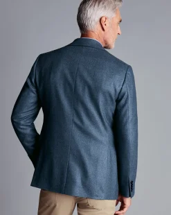 Clearance Charles Tyrwhitt Wool Silk Texture Jacket - Ocean Blue