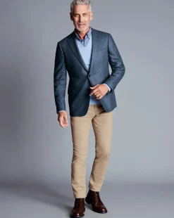 Clearance Charles Tyrwhitt Wool Silk Texture Jacket - Ocean Blue